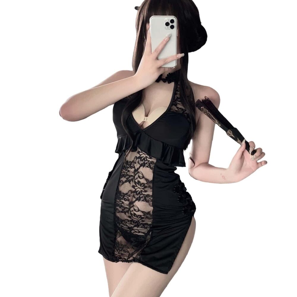 5857 Chinese Traditional Cheongsam Lingerie Sexy Retro Stand Collar Buckle